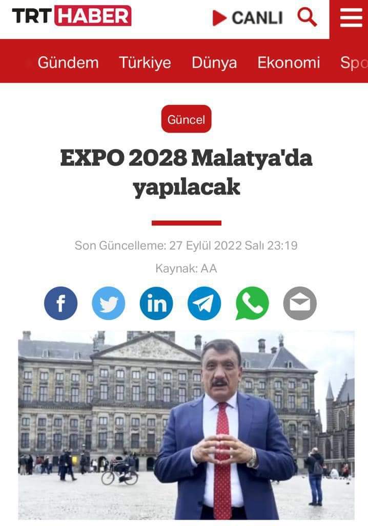 EXPO 2028 Malatya'da yapılacak